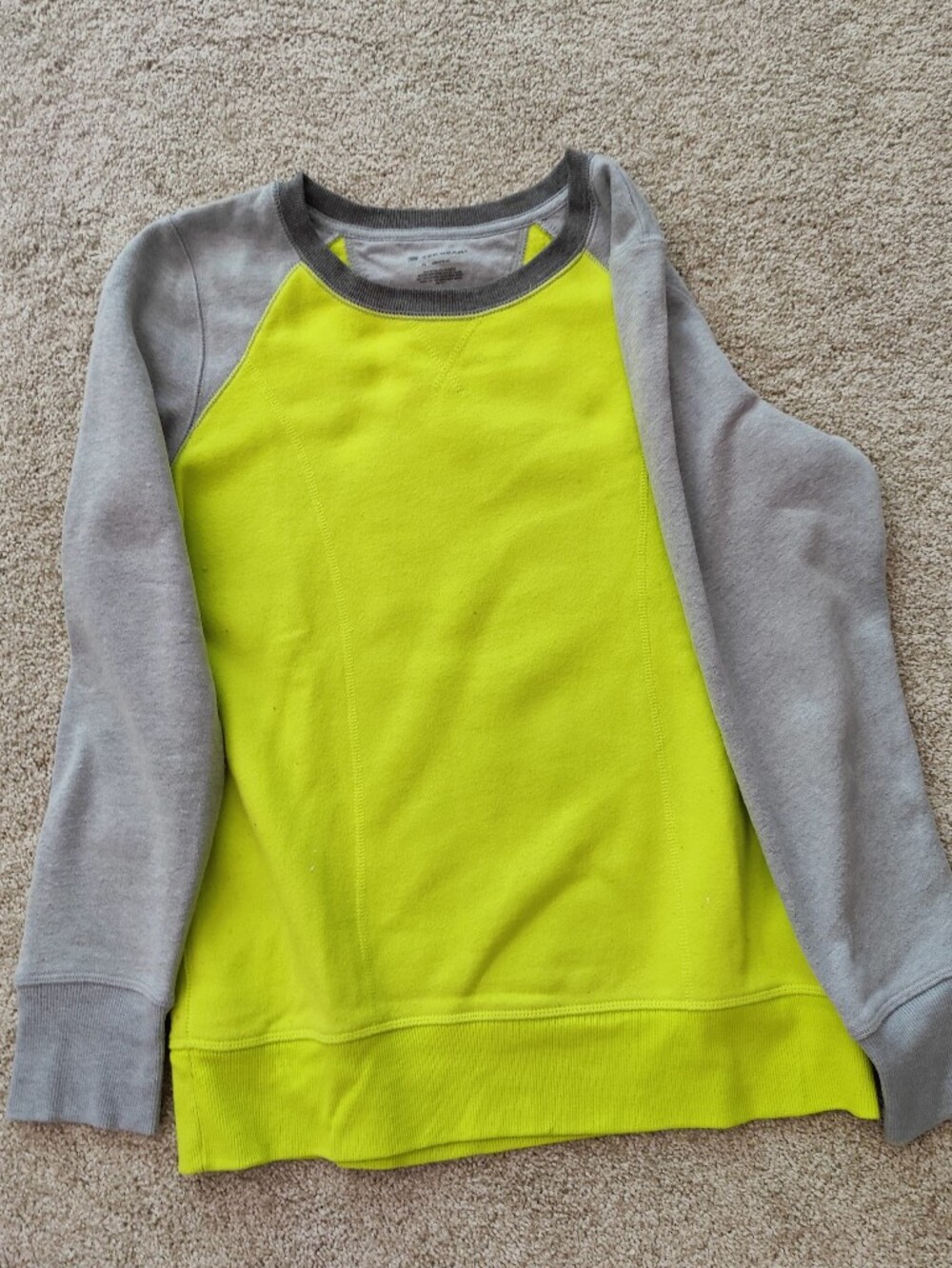 Tek Gear Neon Yellow/Lime & Gray Raglan Kids Crewneck Sweatshirt